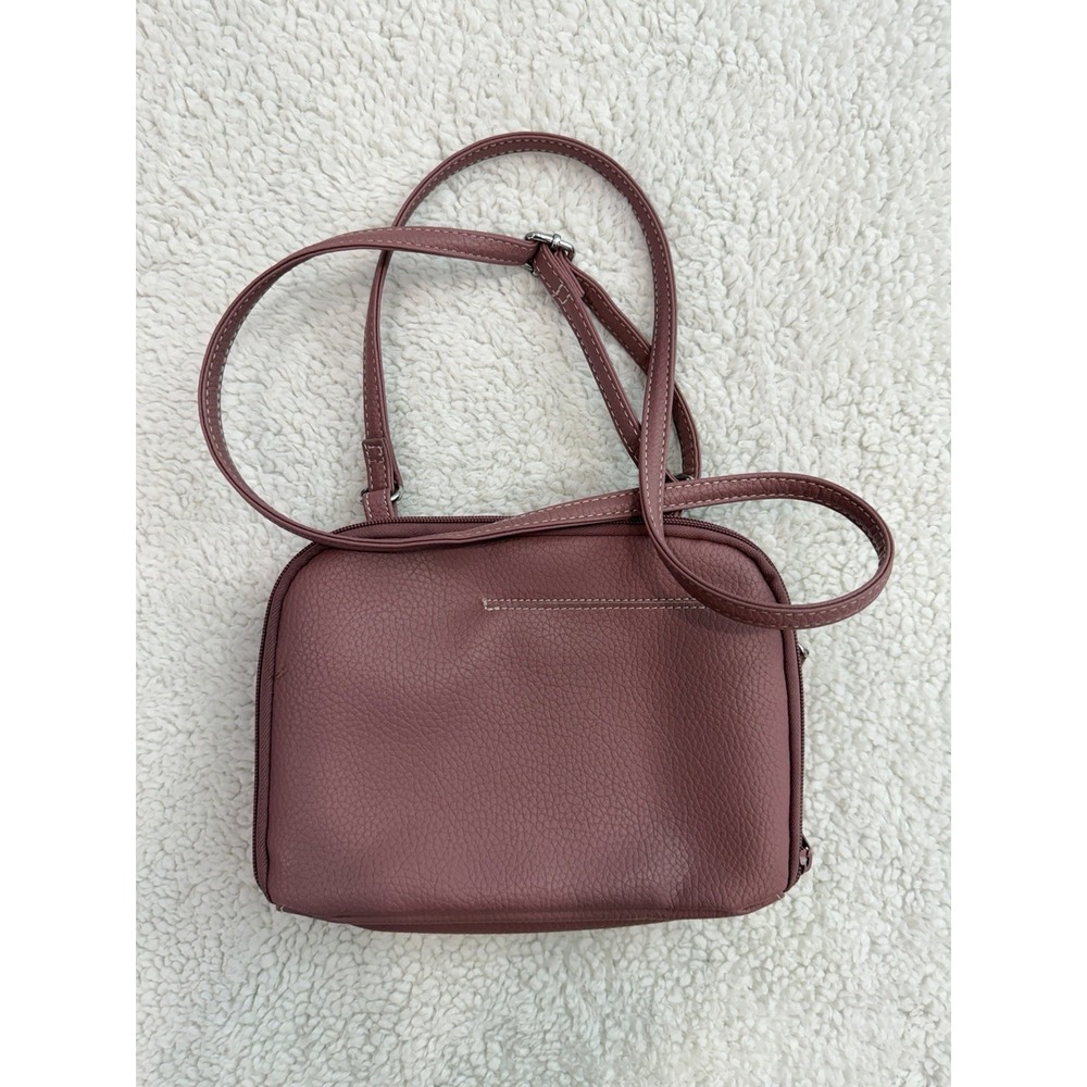 MultiSac Crossbody Bag Mauve Pink Faux Leather Multi Pocket Shoulder Purse - Picture 3 of 12